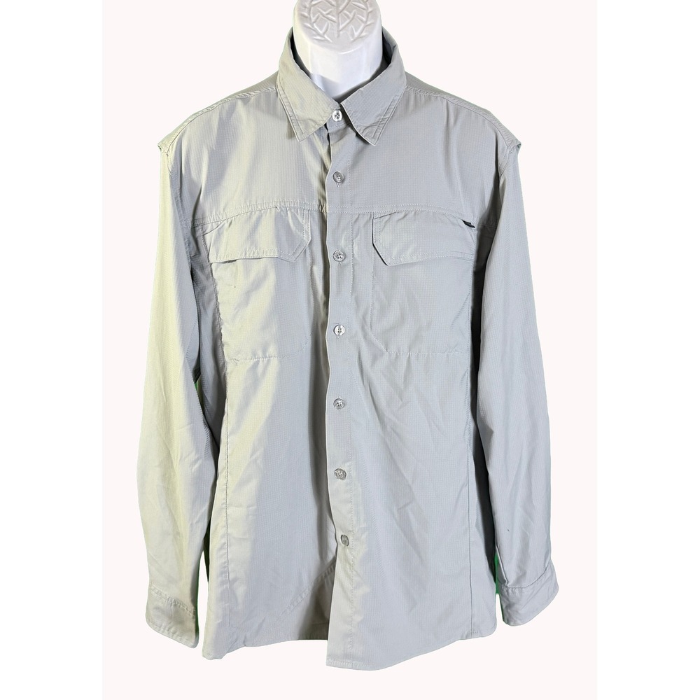 Pacific Trail Button Up Shirt Mens Large Gray Long Sleeve Ripstop Hiking Fishing